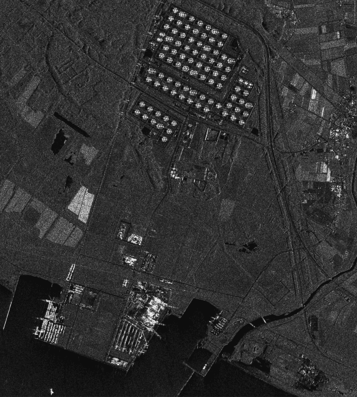 Radar satellite image of Palm Jumeirah in Dubai showing all-weather Earth observation capabilities