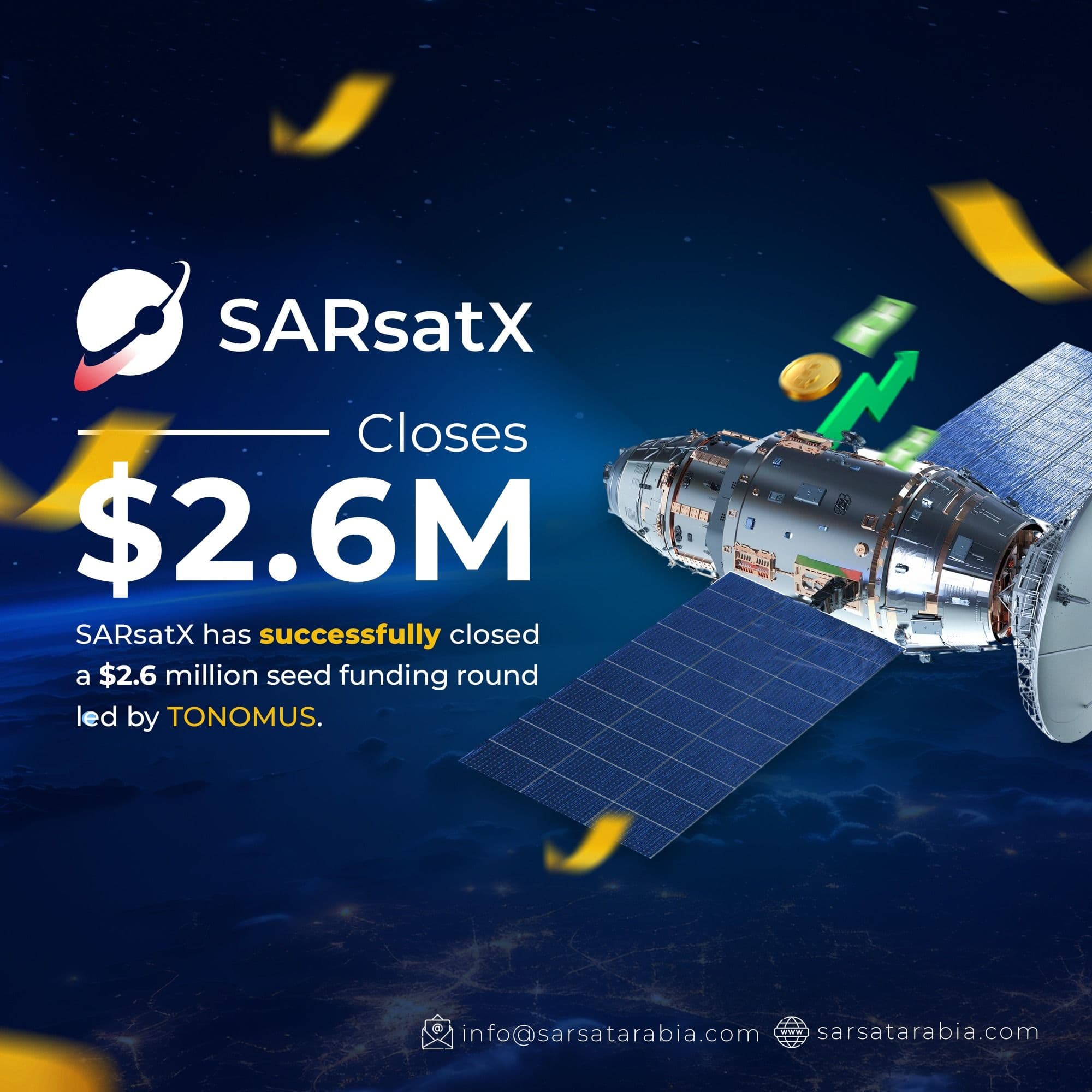 SARsatX Secures $2.6M Seed Round Led by TONOMUS to Accelerate Earth Observation Analytics and Satellite Integration in MENA
